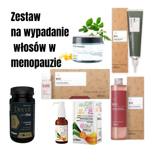 Gotowa kuracja na wypadanie wlosow w menopauzie , suplementacja , pielegnacja , badania i dieta