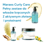 MARAES CURLY CARE Zestaw do pielęgnacji włosów kręconych - Intensywne wygładzenie, nawilżenie, blask. Poprawa jakości włosa. Ekologiczny. bez sls , parabenów . z olejem Monoi, drobinkami złota i komosy ryżowej